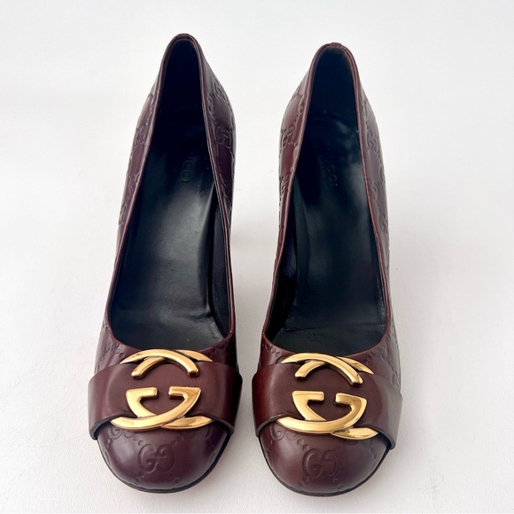 GUCCI | Brown Guccissima Leather Oversized Interlocking GG Logo Pumps Heels 39 - Picture 2 of 14